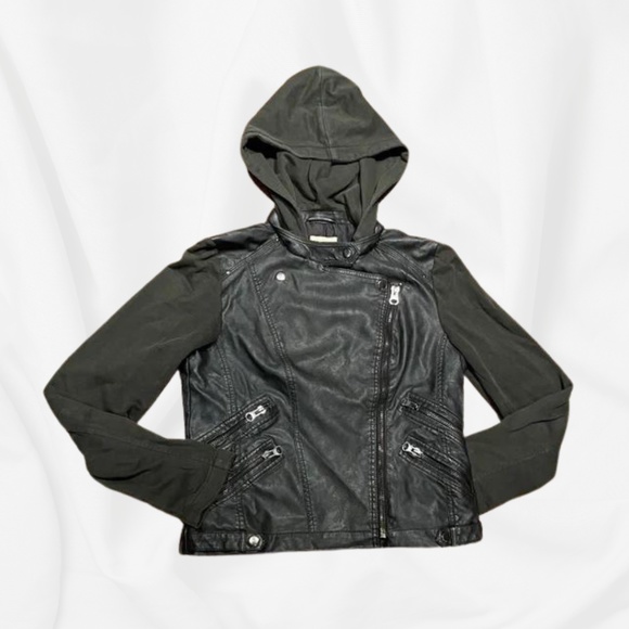 SILENCE AND NOISE Women's Vegan Leather Moto Jacket￨Size Large - Picture 6 of 16